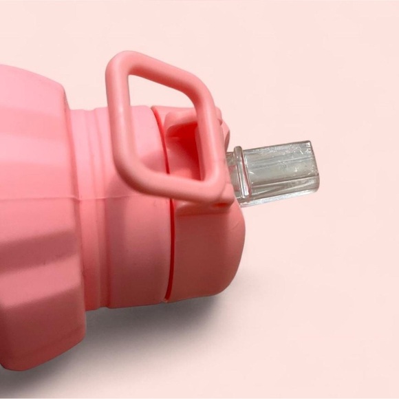 Grenade Shaped Light Pink Collapsible Silicone Water Bottle Women’s Girls Teens - Picture 8 of 8